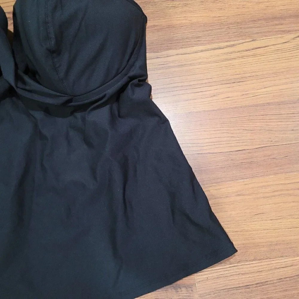 Birdsong Size 32DDD Bare Necessities Black Underwire Wrap‎ Tankini Swim Top - Picture 14 of 16